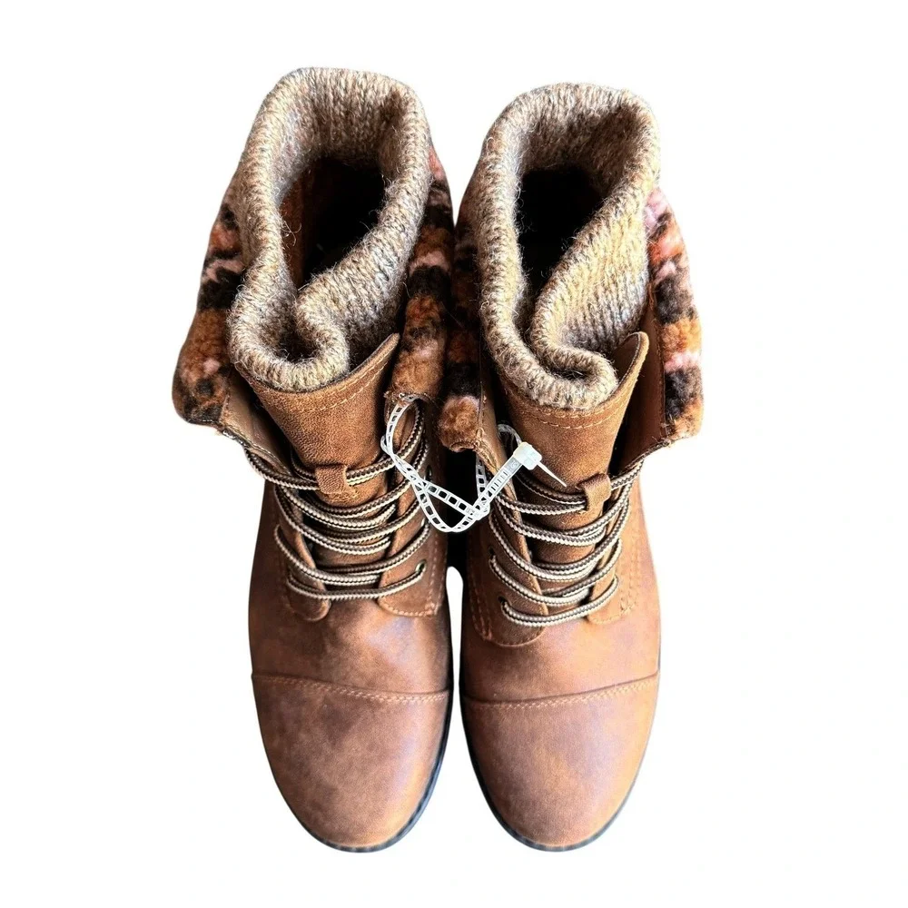 CLIFFS BY WHITE MOUNTAIN Womens Duena Hiking Boot Brown Cozy Cuff‎ Size 10 NEW